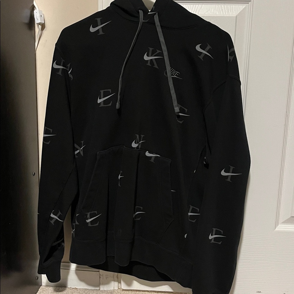 Nike Black and Gray Logo Hoodie